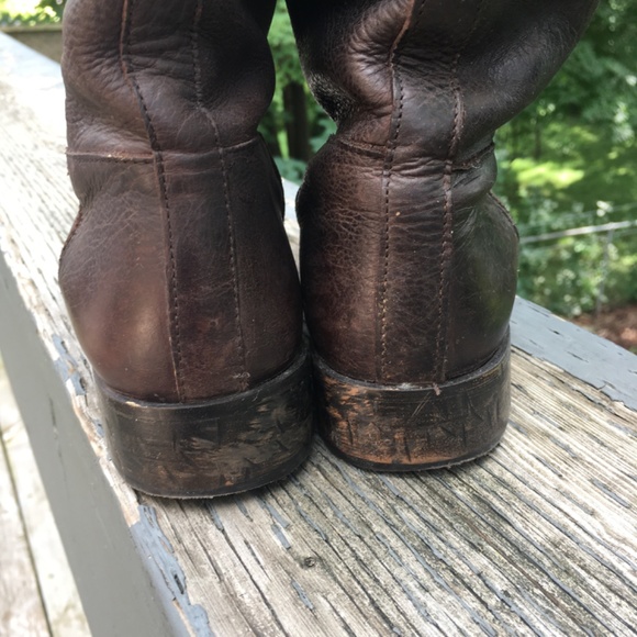Zara brown leather side zip flat boots sz 37 - Picture 3 of 9
